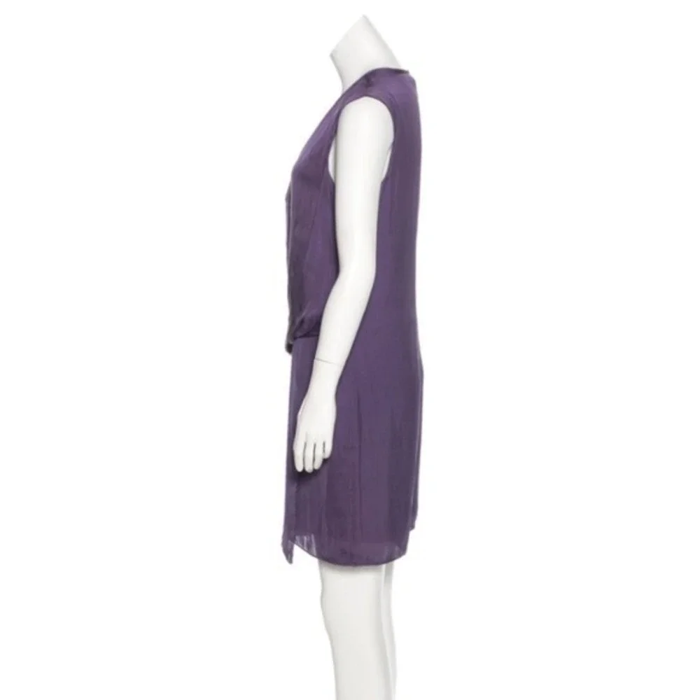 HELMUT by Helmut Lang Draped V‎ Neck Sleeveless Purple Drape Shirting Dress S